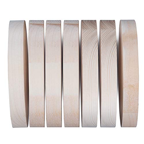 Belle Vous Discos de Madera (Pack de 7) - (15x2cm) Rodajas de Madera Rebanadas de Madera Pino en Blanco Lijado de Aspecto Natural para Manualidades y Regalos Personalizados