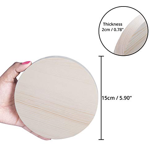 Belle Vous Discos de Madera (Pack de 7) - (15x2cm) Rodajas de Madera Rebanadas de Madera Pino en Blanco Lijado de Aspecto Natural para Manualidades y Regalos Personalizados