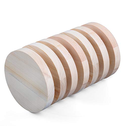 Belle Vous Discos de Madera (Pack de 7) - (15x2cm) Rodajas de Madera Rebanadas de Madera Pino en Blanco Lijado de Aspecto Natural para Manualidades y Regalos Personalizados