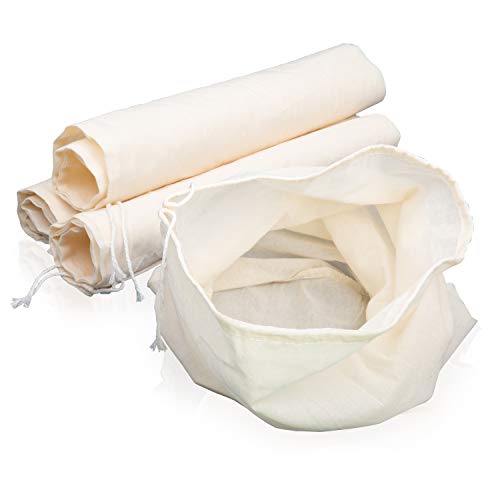 BELLE VOUS Muselina Colador Bolsa (6 Pedazo) - 50x29,5cm Bolsa Algodon - Suave Sin Blanquear Bolsa de Filtro de para Líquidos, Frutas, Mantequilla, Vino, Leche, Hacer Mermelada, Envolver Queso