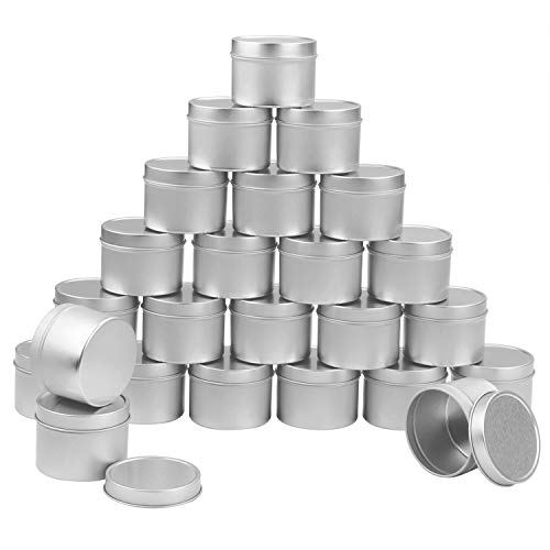 Belle Vous Pack 24 Latas Aluminio con Tapa para Hacer Velas -Caja Metalica Pequeña 12 ml, Contenedores para Velas - Mini Contenedores Artículos Pequeños, Bálsamos, Gel, Cosméticos, Hierbas y Especias