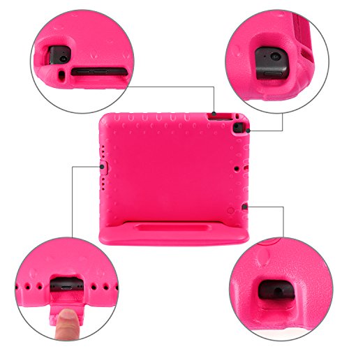 BelleStyle Funda para iPad 2018/2017 9.7 Pulgada - EVA Prueba de Choques Protector Niños Case Convertible Manejar Cubierta de Soporte para iPad 9.7 Pulgadas 2018/2017, iPad Air 2 y iPad Air (Rosa)