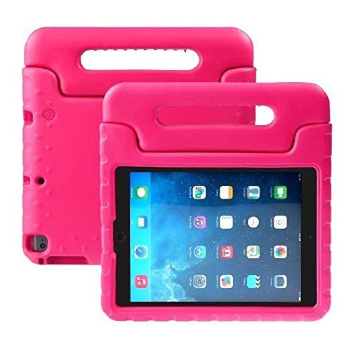 BelleStyle Funda para iPad 2018/2017 9.7 Pulgada - EVA Prueba de Choques Protector Niños Case Convertible Manejar Cubierta de Soporte para iPad 9.7 Pulgadas 2018/2017, iPad Air 2 y iPad Air (Rosa)