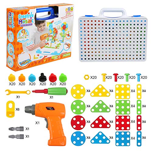 BelleStyle Puzzles 3D Montessori Juguetes 237PCS, Tablero de Mosaico Juguete eléctrico Rompecabezas Bricolaje construcción de Juguetes Rompecabezas Construcción Educativos Regalos para Infantiles