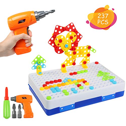 BelleStyle Puzzles 3D Montessori Juguetes 237PCS, Tablero de Mosaico Juguete eléctrico Rompecabezas Bricolaje construcción de Juguetes Rompecabezas Construcción Educativos Regalos para Infantiles