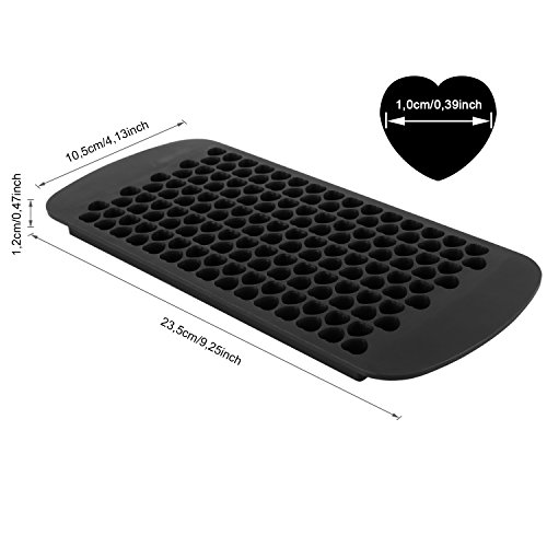 Belmalia 2x Cubos de Hielo en Forma de Corazón de Silicona, 2x 150 Mini Cubos de Hielo en Forma de Corazón, Negro