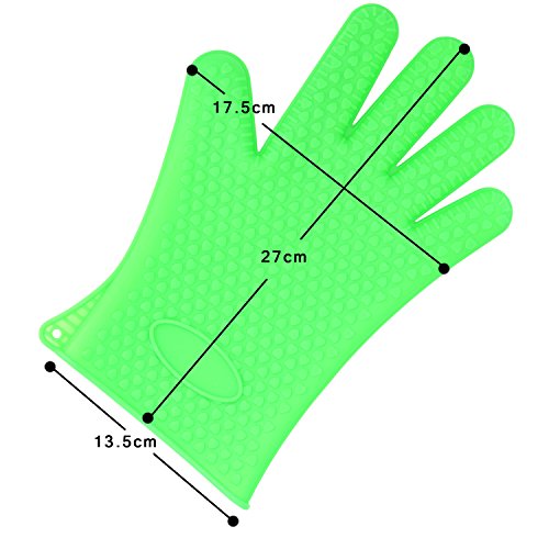 Belmalia 2X Guantes de Silicona para Cocina y Parrilla, Juego, par, agarradores de Cocina, Guantes de Horno Verdor