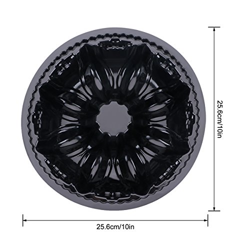 Belmalia Molde Savarín Silicona, Molde de la Torta, Moldes de Hornear per Bizcocho de Saboya, Ø 25 cm, Antiadherente, Negro