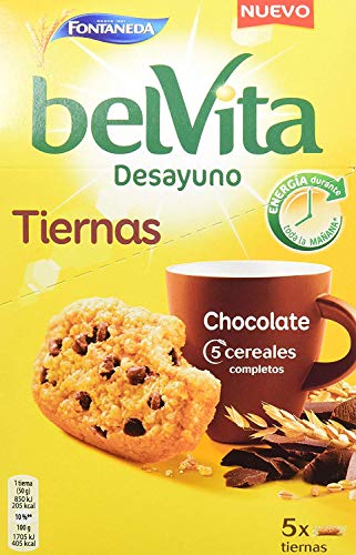 Belvita Soft Bakes - Galletas con 5 Cereales y Chips de Chocolate, Enriquecidas con Hierro, Calcio y Magnesio - Pack 5 x 4 Ud, 250 g