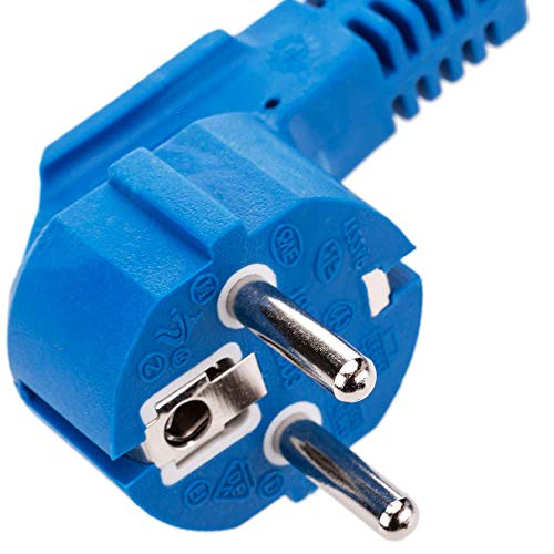 BeMatik - Cable eléctrico de alimentación IEC60320 C13 a schuko Macho acodado de Color Azul 1.8m