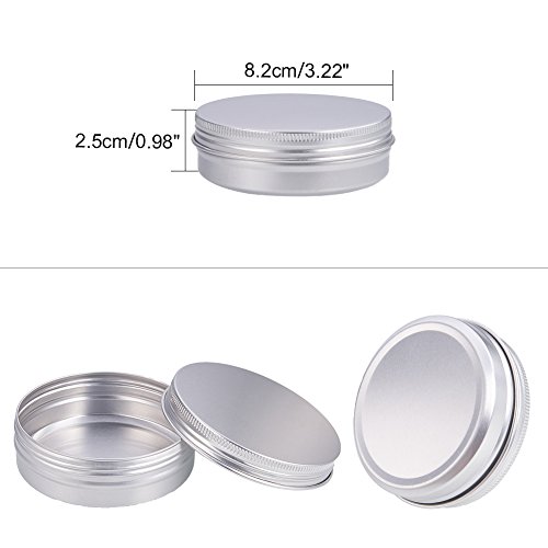 BENECREAT 12 Pack 100ml Lata de Aluminio Caja de Aluminio Redondas con Tapa de Rosca Contenedores Metálicos - Ideal para Almacenar Especias, Dulces, Té o Pastillas (Platino)