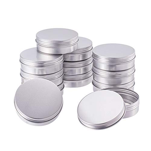 BENECREAT 12 Pack 100ml Lata de Aluminio Caja de Aluminio Redondas con Tapa de Rosca Contenedores Metálicos - Ideal para Almacenar Especias, Dulces, Té o Pastillas (Platino)