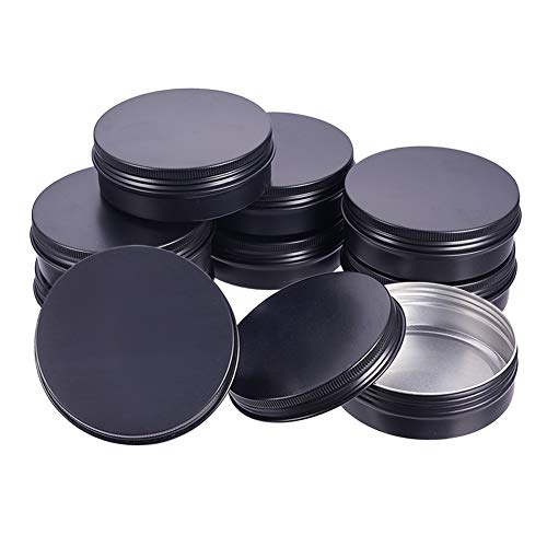 BENECREAT 12 Pack 100ml Lata de Aluminio Redondo Contenedor de Cosmético con Tapa de Rosca - Ideal para Almacenar Pequeñas Cosas(Negro)