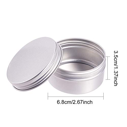 BENECREAT 12 Pack 80ml Lata de Aluminio Caja de Aluminio Redondas con Tapa de Rosca Contenedores Metálicos - Ideal para Almacenar Especias, Dulces, Té o Pastillas (Platino)