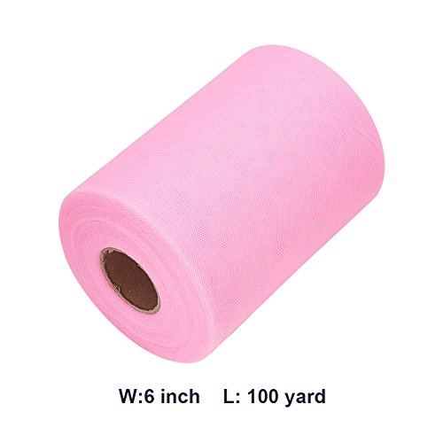 BENECREAT 2 Rollo 182m de Tela Enrollada de Tul de 600FT para la Decoración del Banquete de Boda, Artesanía DIY, 15.24cm x 91m Cada Uno (Rosa)