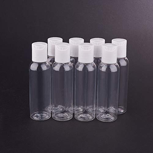 BENECREAT 20 Pack 60ml Botellas Transparente con Tapa Blanca de Presión para Jabón de Manos Limpiador Facial Contenedores Vacíos de Plástico, Botellas Recargables y Portátil