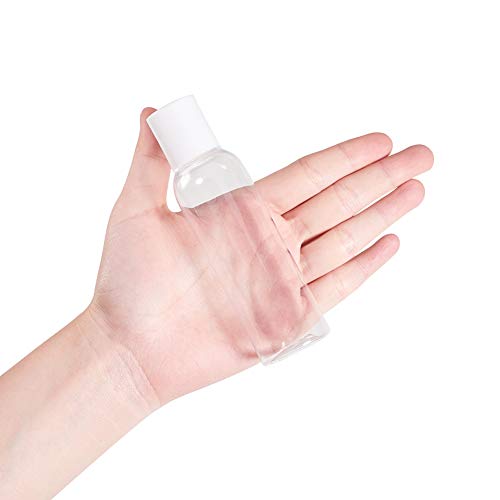 BENECREAT 20 Pack 60ml Botellas Transparente con Tapa Blanca de Presión para Jabón de Manos Limpiador Facial Contenedores Vacíos de Plástico, Botellas Recargables y Portátil