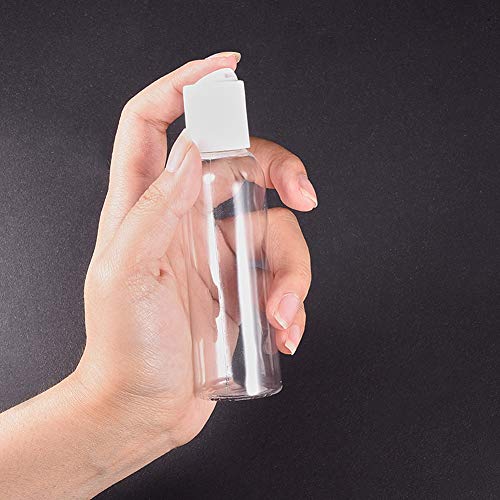 BENECREAT 20 Pack 60ml Botellas Transparente con Tapa Blanca de Presión para Jabón de Manos Limpiador Facial Contenedores Vacíos de Plástico, Botellas Recargables y Portátil