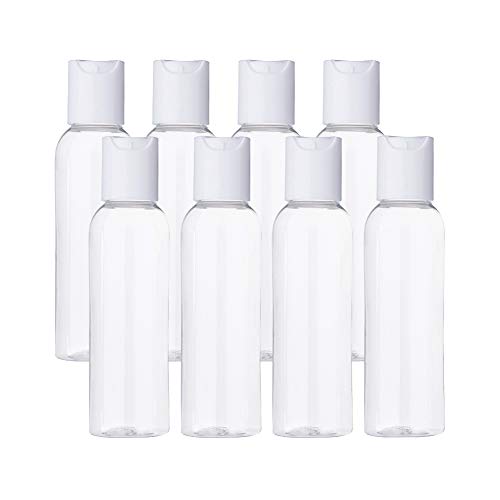 BENECREAT 20 Pack 60ml Botellas Transparente con Tapa Blanca de Presión para Jabón de Manos Limpiador Facial Contenedores Vacíos de Plástico, Botellas Recargables y Portátil