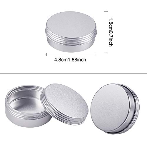 BENECREAT 24 Pack 25ml Lata de Aluminio Caja de Aluminio Redondas con Tapa de Rosca Contenedores Metálicos - Ideal para Almacenar Especias, Dulces, Té o Pastillas (Platino)