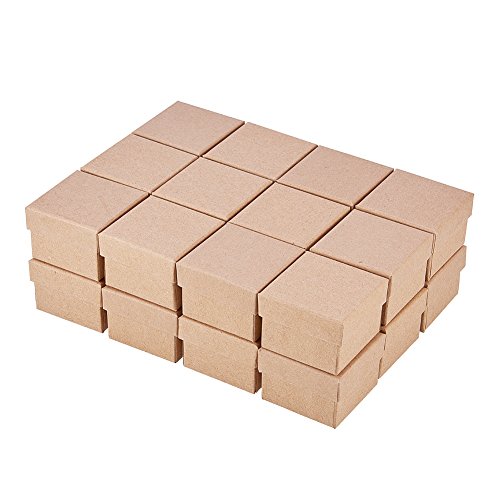 BENECREAT 24 Pack Cajas de Cartón Kraft para Anillo 5x5x3cm Pequeña Caja de Regalo para Cumpleaños Boda Festival