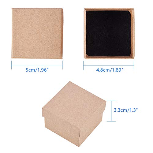 BENECREAT 24 Pack Cajas de Cartón Kraft para Anillo 5x5x3cm Pequeña Caja de Regalo para Cumpleaños Boda Festival
