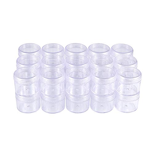 BENECREAT 30 Pack (20ml) Recipiente Vacío de Almacenamiento Bote de Plástico Transparente con Tapas de Rosca para Cuentas,Brillo,Maquillaje,Cosmeticos y Crema