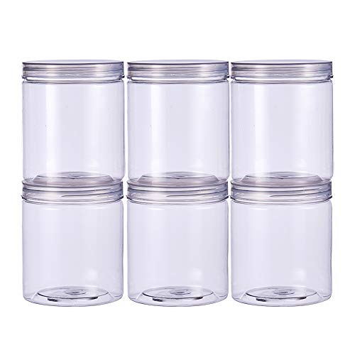 BENECREAT 6 Pack 700ml Caja Plástica Organizador de Cuentas Abalorios Contenedor de Té Dulces Chocolate y Otras Cosas Pequeñas con Tapa de Rosca Columna 9.8x11.4cm