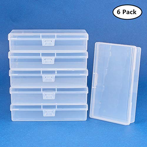 BENECREAT 6 Pack Caja de plastico Transparente con Tapas abatibles para articulos, Pastillas, Hierbas, Cuentas pequenas-13.2cmx7.7cmx3cm