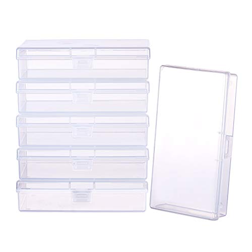 BENECREAT 6 Pack Caja de plastico Transparente con Tapas abatibles para articulos, Pastillas, Hierbas, Cuentas pequenas-13.2cmx7.7cmx3cm