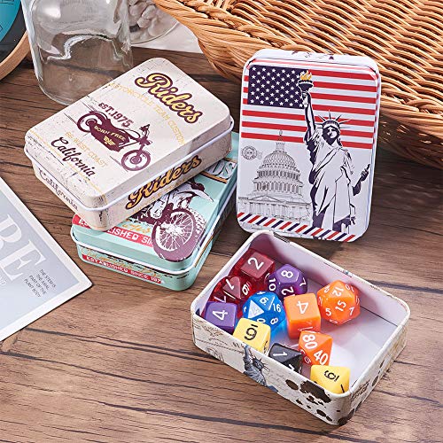 BENECREAT 6 Pack Caja Portátil de Metal Bote Rectángula de Hojalata con Tema de Viaje Contenedor Pequeña de Almacenamiento de Caramelos, Monedas, Agujas, Pastillas