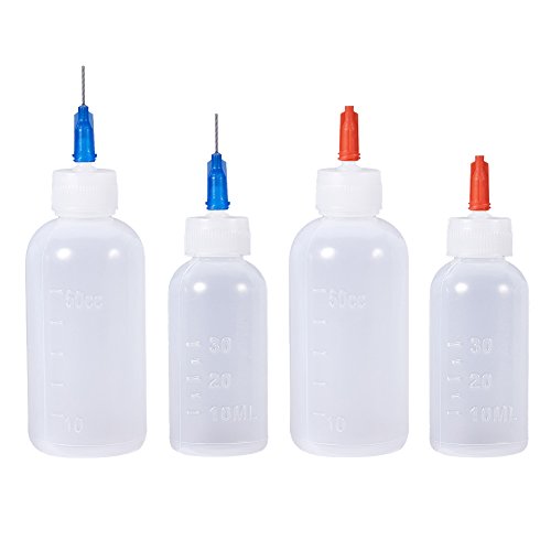 BENECREAT Multi proposito DIY Precision Tip aplicador Botellas Set - 8 Botellas de 1 Onza / 1.7 onzas, 18 Consejos, 8 Tapas - DIY Quilling, aplicador de Pegamento, Botella de Aceite