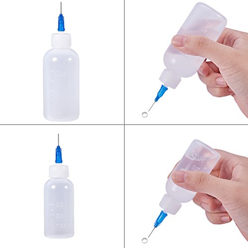 BENECREAT Multi proposito DIY Precision Tip aplicador Botellas Set - 8 Botellas de 1 Onza / 1.7 onzas, 18 Consejos, 8 Tapas - DIY Quilling, aplicador de Pegamento, Botella de Aceite