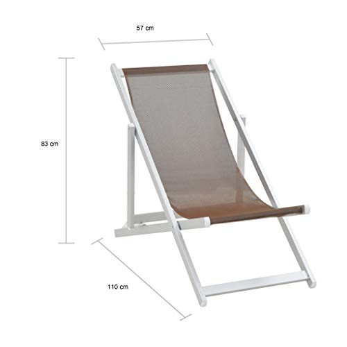 Benkeg Juego De 2 Sillas De Playa O De Camping Plegables de 3 Posiciones Sillas De Playa Plegables Aluminio textilene marrón 110 x 57 x 83 cm, Tumbonas Jardin Exterior