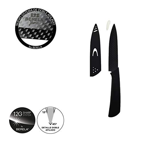 BERELA HOME Cuchillo de cerámica Profesional, Cuchillo cerámica 12.7 cm con Funda. Nuevo diseño Cuchillo cerámico con Estilo Fibra de Carbono