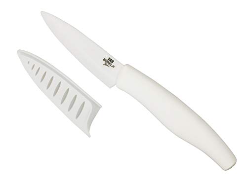 BERELA HOME Cuchillo de cerámica Profesional, Cuchillo cerámica 7,5cm con Funda, Color Blanco.