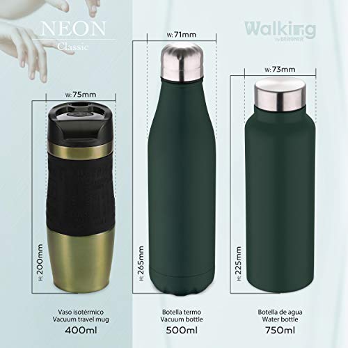 Bergner Botella agua 750ml acero inoxidable verde Walking anywhere, 750 ml