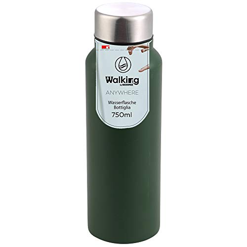 Bergner Botella agua 750ml acero inoxidable verde Walking anywhere, 750 ml