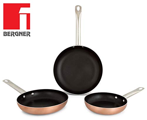 Bergner Professional Chef Copper Sartenes, Aluminio, Dorado, 28 cm, 3 Unidades