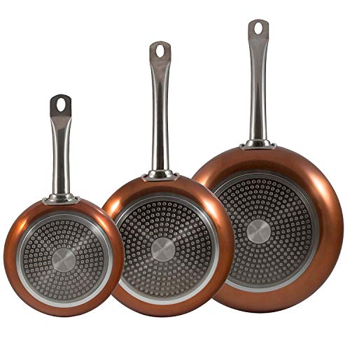 Bergner Professional Chef Copper Sartenes, Aluminio, Dorado, 28 cm, 3 Unidades