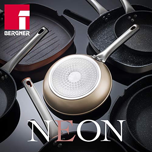 Bergner Set Neon Rosé Gold: sartenes Ø20 y Ø24 cm, aluminio forjado, antiadherente mármol, inducción, con mangos tubulares en acero inoxidable