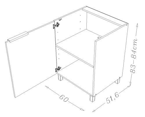 Berlenus CP6BA - Mueble bajo de Cocina con 1 Puerta (60 cm), Color Morado Brillante