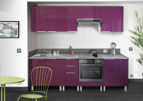 Berlenus CP6BA - Mueble bajo de Cocina con 1 Puerta (60 cm), Color Morado Brillante