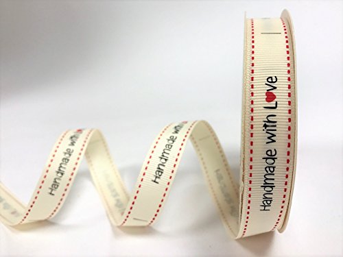 Bertie's Bows - Etiquetas de grogrén (16 mm, hechas a mano con amor), color crema