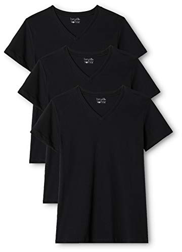 Berydale BD158 Camiseta de Manga Corta con Cuello de Pico, Negro (Schwarz), S, Pack de 3