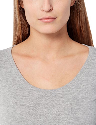 Berydale Camiseta de manga larga de mujer con cuello redondo, pack de 3, Negro/Blanco/Gris, S