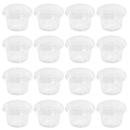 BESLIME 50Pcs Cajas De Salsa De Plástico, Transparente Desechable Cups, Caja De Almacenamiento De Alimentos Con Tapas Food Takeaway Containers - 100ML