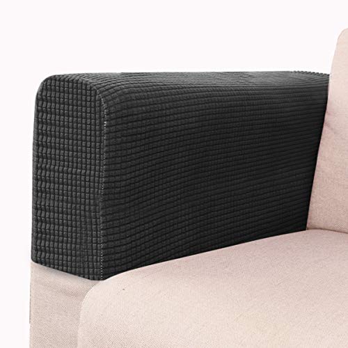 BESPORTBLE Silla Protectores de Brazos Sofá Reposabrazos Cubierta Estiramiento Sillón Funda Protectora Elástica Oficina en Casa Reclinable Sofá Loveseat Tela Protectora 2 Piezas (Negro)