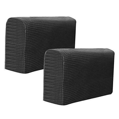 BESPORTBLE Silla Protectores de Brazos Sofá Reposabrazos Cubierta Estiramiento Sillón Funda Protectora Elástica Oficina en Casa Reclinable Sofá Loveseat Tela Protectora 2 Piezas (Negro)