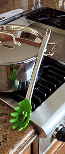 BEST Silicone Pasta Fork by Chef Frog - For Home or Professional Use - Features our Stay-Cool Stainless Steel Handle by Chef FrogTM
